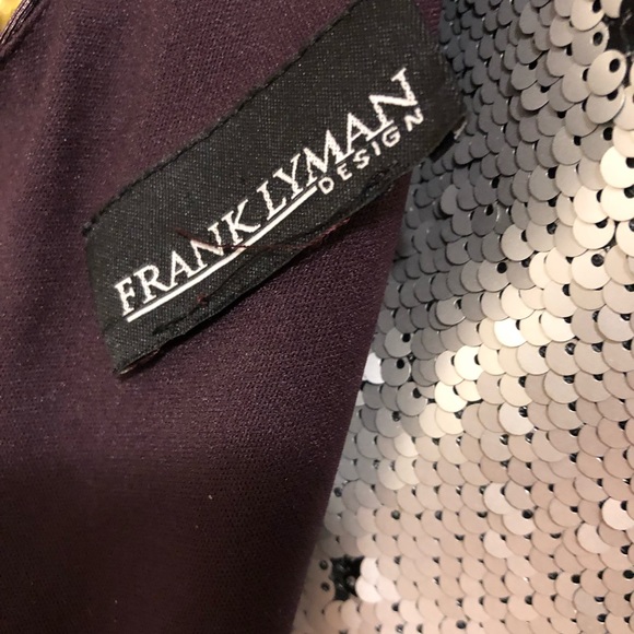 Frank Lyman Gown Maxi Halter Abstract Print in Black - Silver-Purple/Mauve - Picture 8 of 11